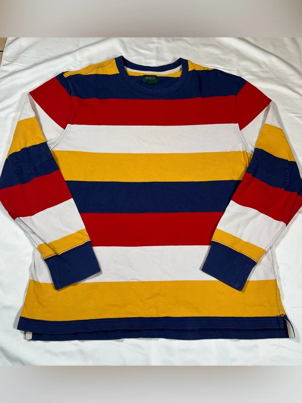 J. Crew Oarsman Rugby crewneck Shirt Men L Striped Colorblock long sleeve